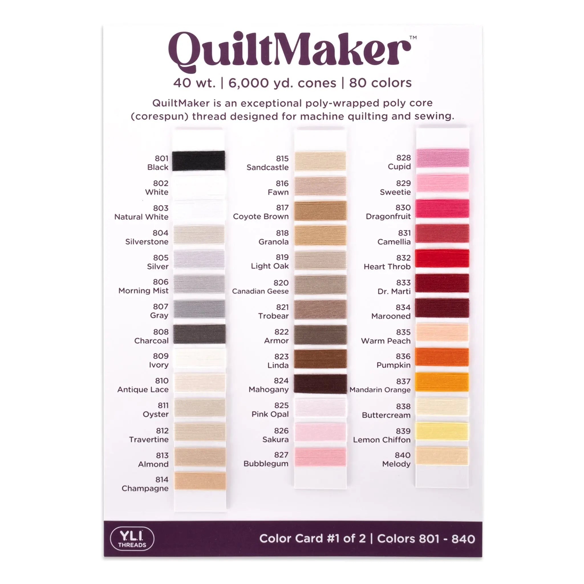 QuiltMaker Color Card No. 1 YLI Threads