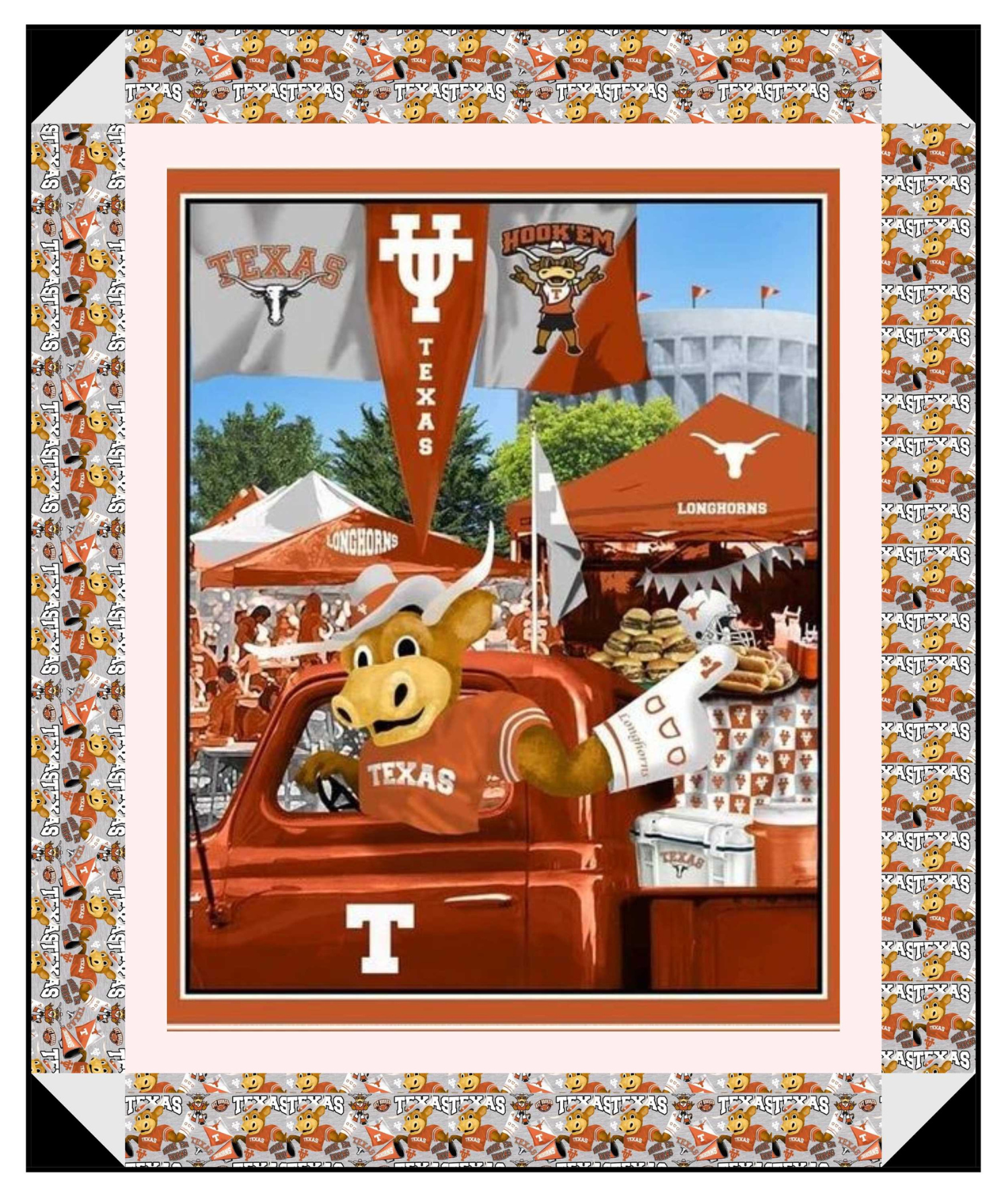 Texas Longhorns tailgate panel quilt kit with batting