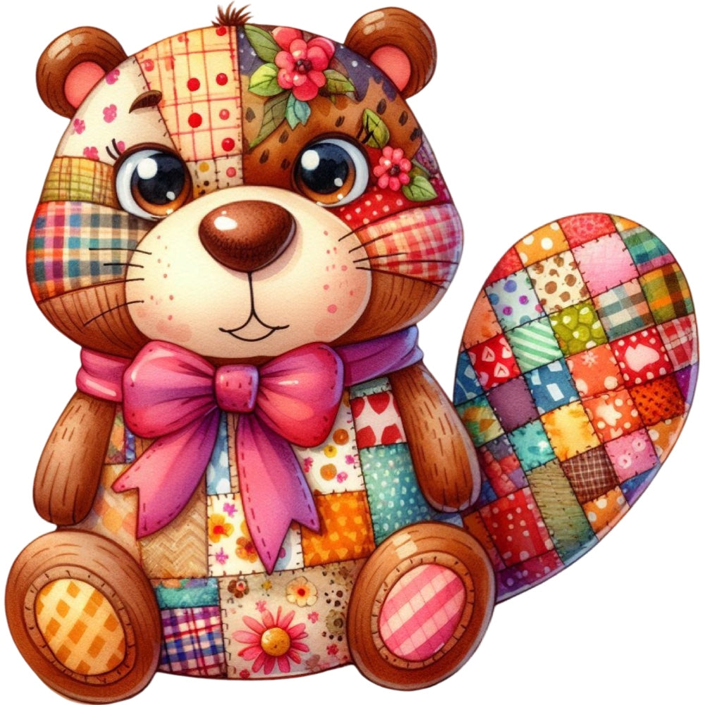 Quilted Toy Animals Fabric Panel 3