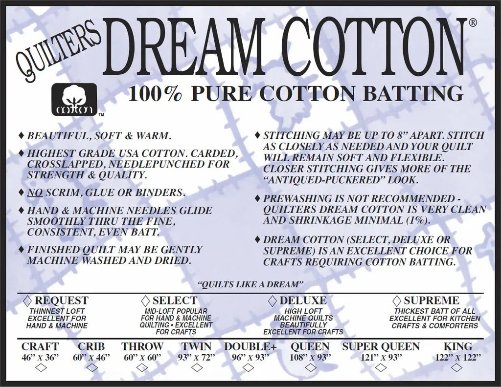 Quilters Dream Deluxe Natural Cotton Batting