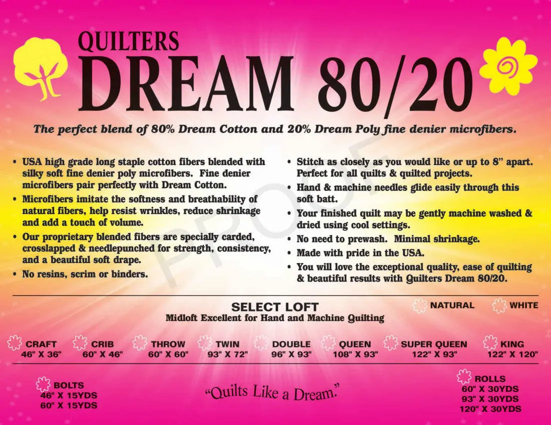 Quilters Dream Natural 80/20 Batting - Linda's Electric Quilters