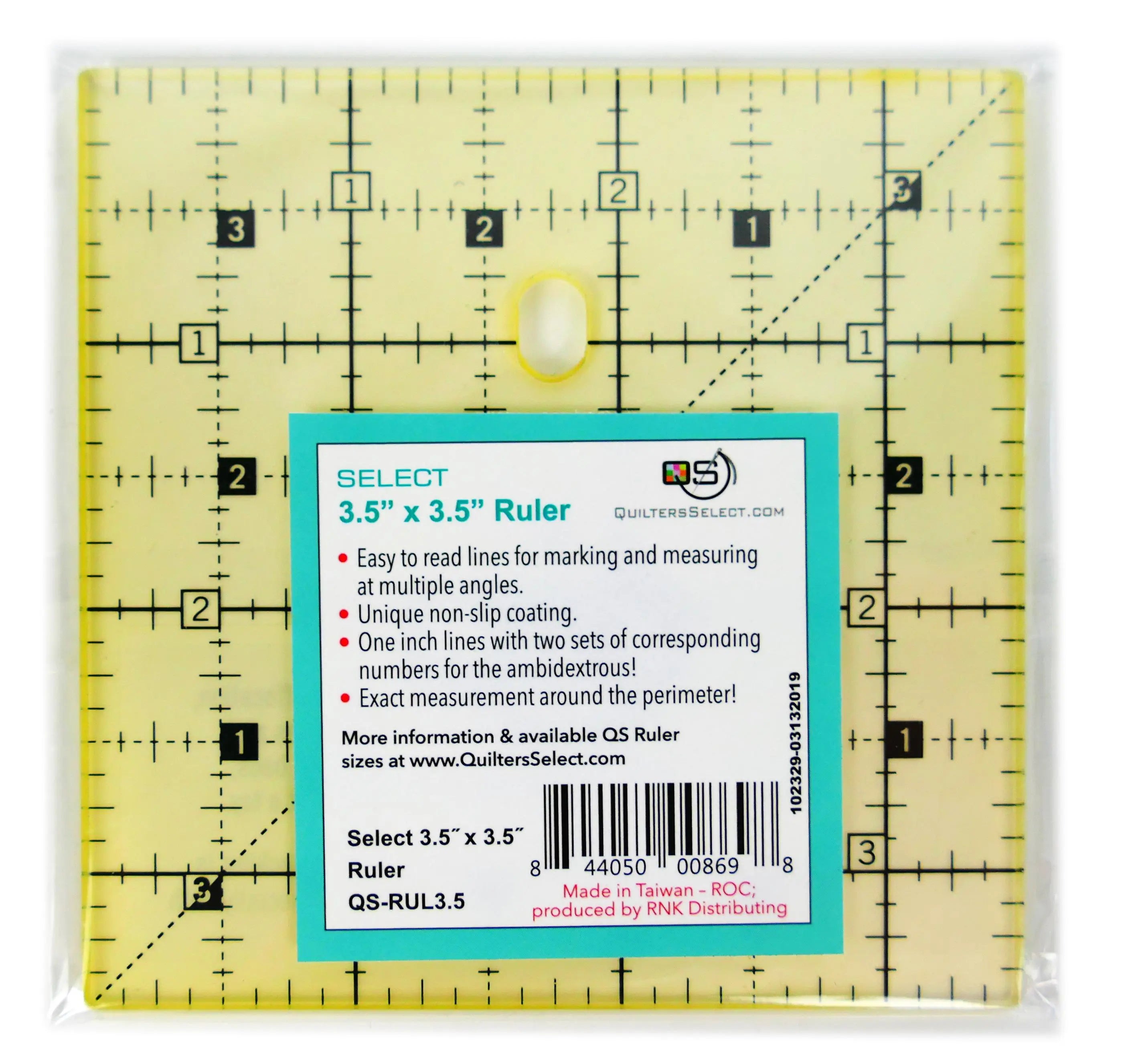 Quilters Select Non-Slip Ruler 3.5"x 3.5" Rnk Distributing