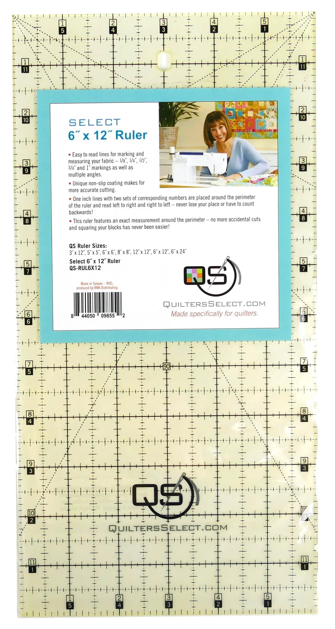 Quilters Select Non-Slip Ruler 6"x 12" Rnk Distributing