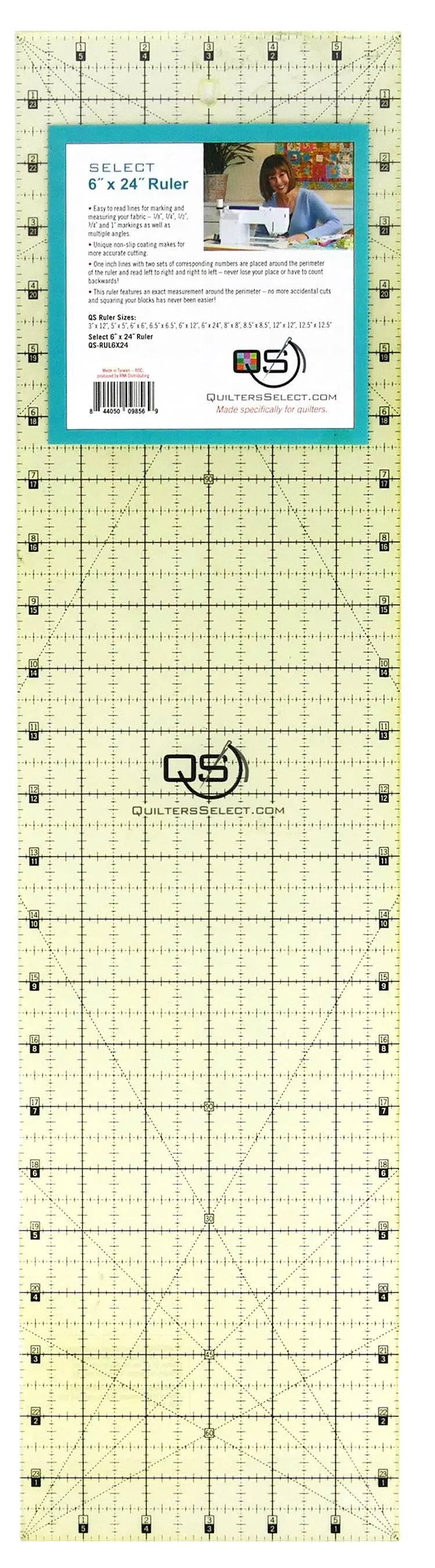 Quilters Select Non-Slip Ruler 6"x 24" Rnk Distributing