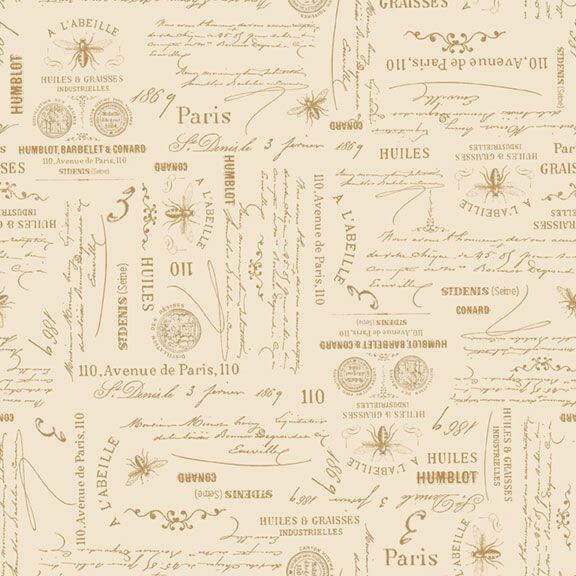 Summer House - Bee Script - Cream 44" / 45" Fabric Per Yard