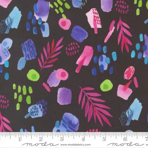 Radiant Midnight Watercolor Leaves Cotton 44"/45" Fabric Per Yard Moda Fabrics & Supplies