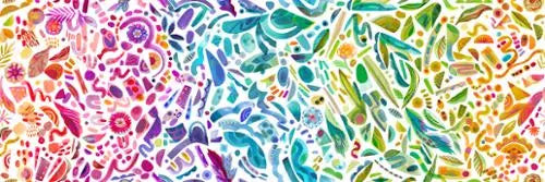 Radiant Rainbow Ombre Watercolor Leaves Cotton 44"/45" Fabric Per Yard Moda Fabrics & Supplies