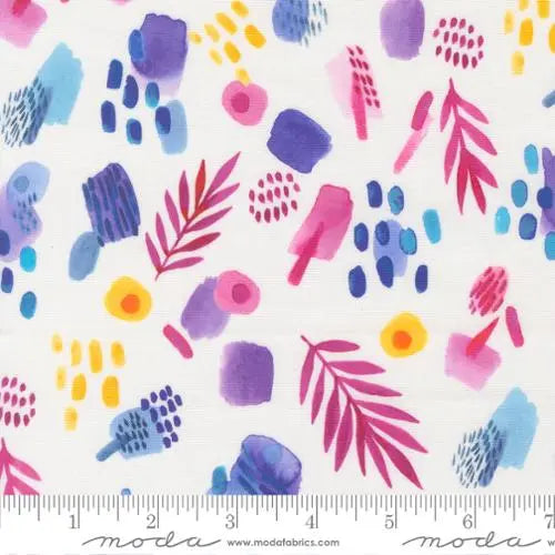 Radiant Rainbow Watercolor Leaves Cotton 44"/45" Fabric Per Yard Moda Fabrics & Supplies