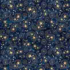 Blue Paisley & Stars 1776 Cotton 44"/45" Fabric Per Yard
