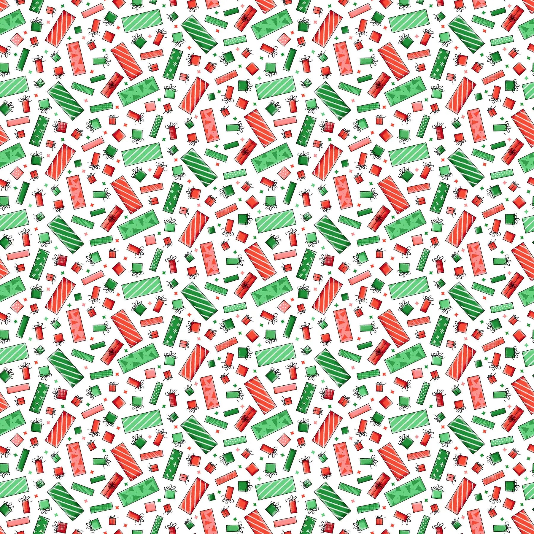Red Green Christmas Morning Cotton Fabric per yard - Linda's Electric Quilters