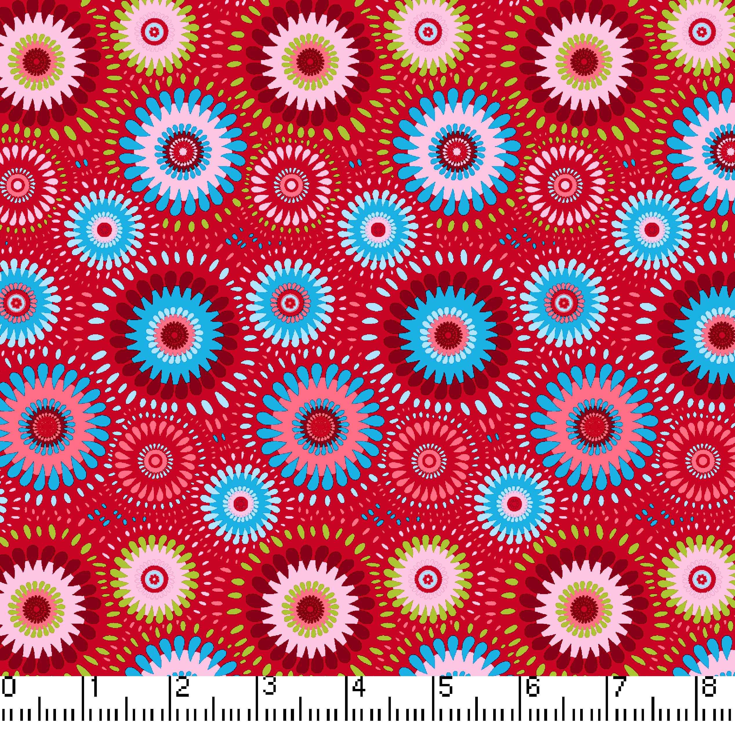 Red Lucky Medallion 45" Wide Cotton Fabric Per Yard