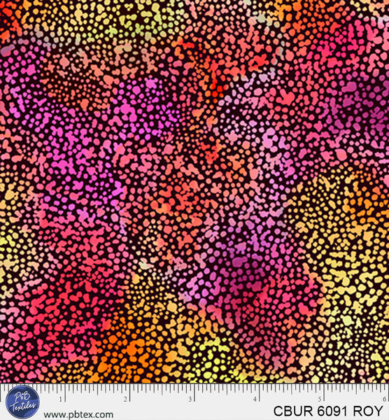 Red-Orange Yellow Dots Color Burst Cotton 44"/45" Fabric Per Yard