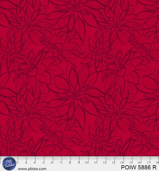 Red Poinsettia Cotton Wideback Fabric per yard P&B Textiles