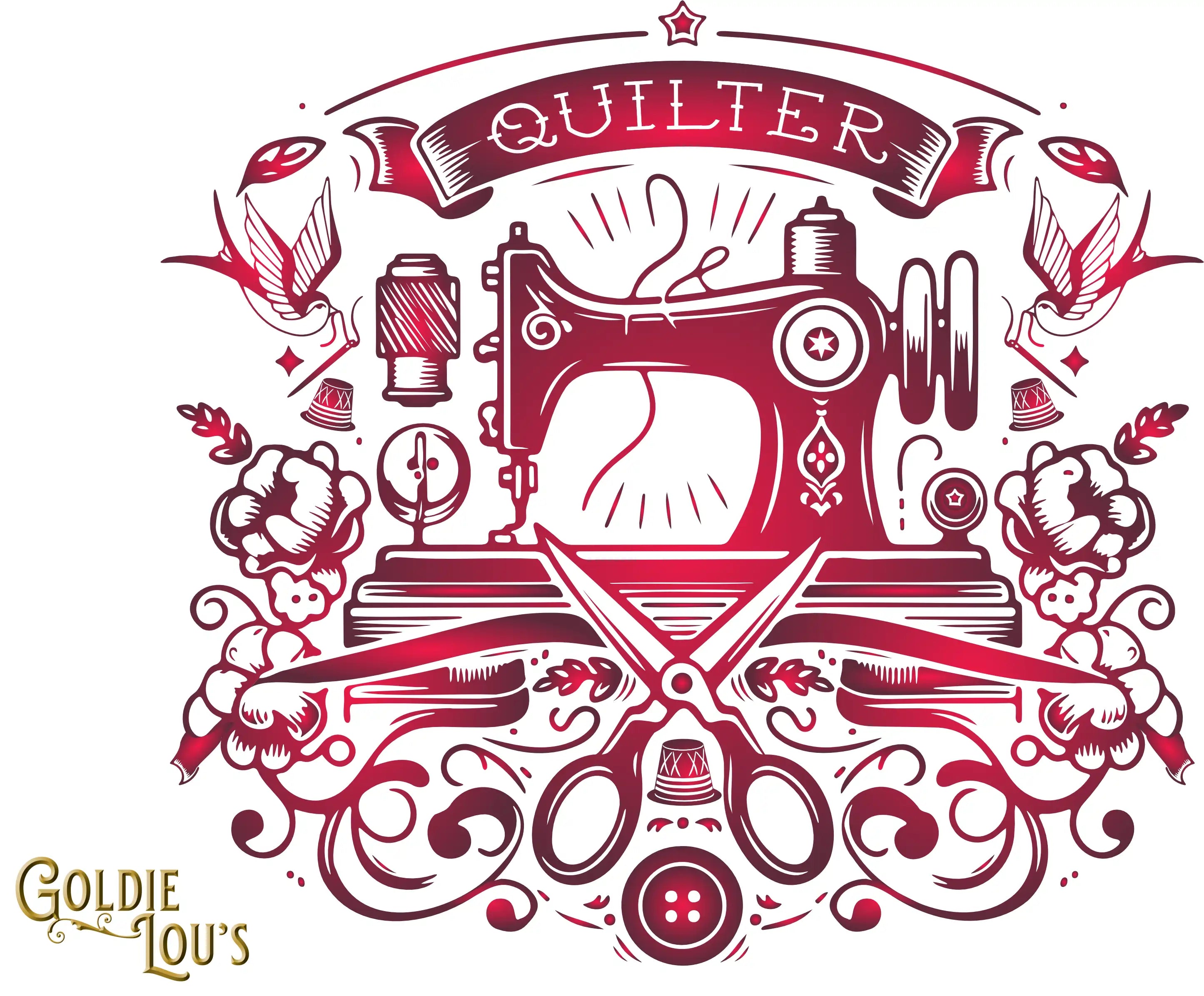 Red Tattoo Machine Quilter Grippy Handle Tumbler