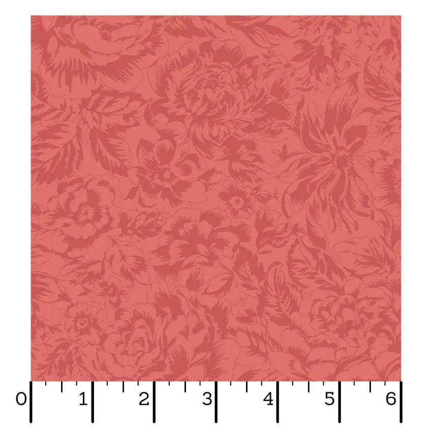 Red Tonal Floral La Fleur Flannel Cotton 42"/43" Fabric Per Yard EE Schenck Co