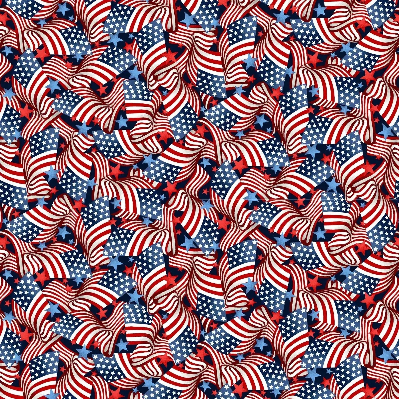 Red White and Starry Blue Too Flags Cotton Wideback Fabric per yard EE Schenck Co