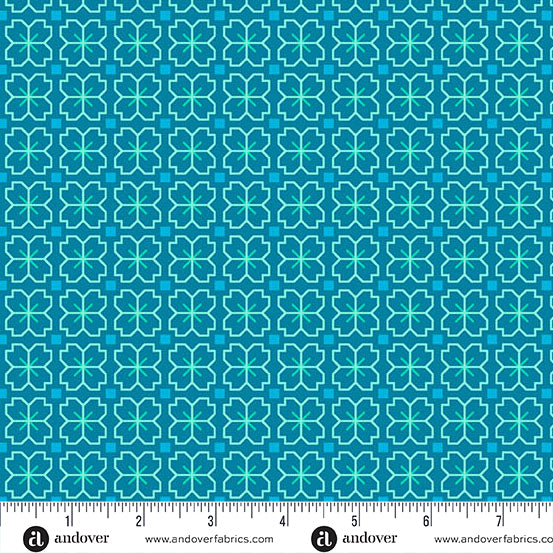 Reef Pixel Petals Color Pop Playground Cotton 44"/45" Fabric Per Yard