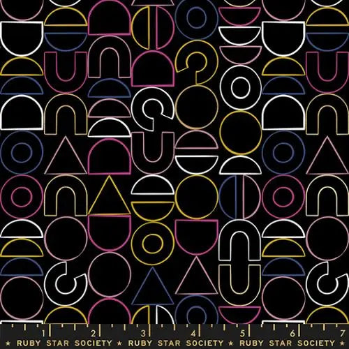 Reign Noble Black Modern Shapes 44"/45" Fabric Per Yard Moda Fabrics & Supplies