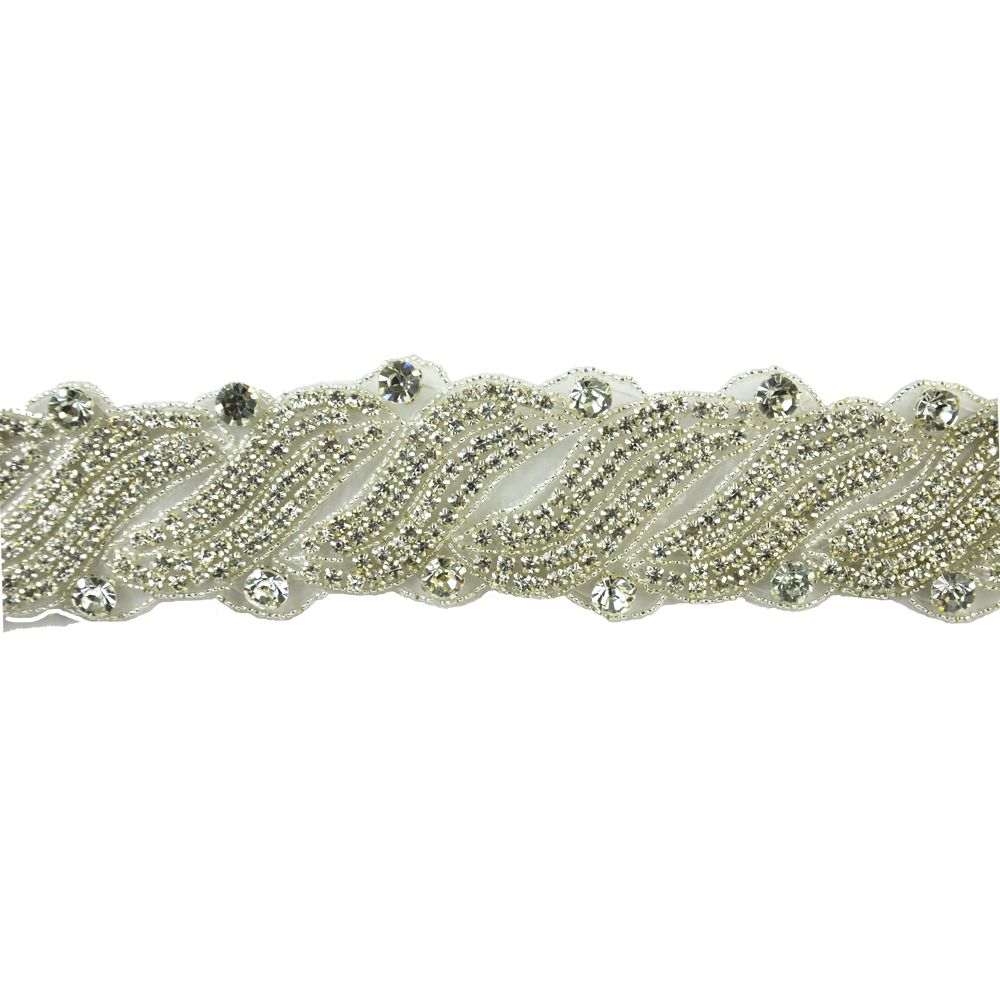 Rhinestone Trim By the Yard - 2 1/2" Width (5 Yard Roll) - BR-4985 Silver