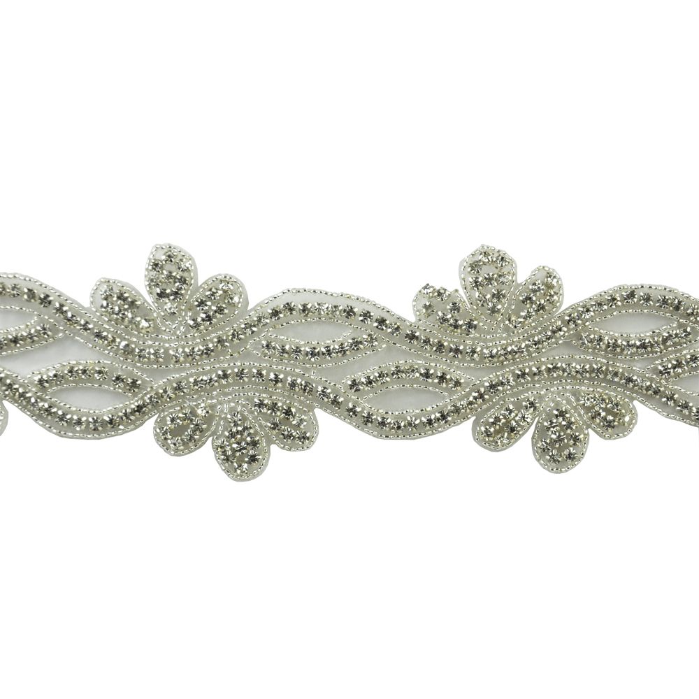 Rhinestone Trim By the Yard - 2 3/4" wide - BR-4988 - Silver