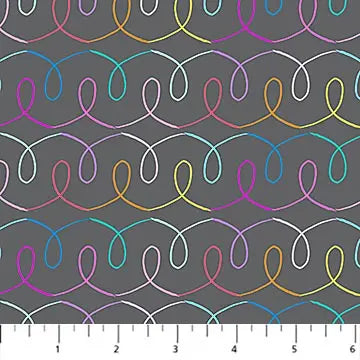 Ribbon Gray Multi Dewfall Cotton 44"/45" Fabric Per Yard Figo Fabrics