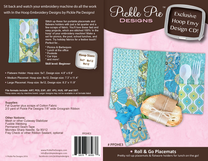 Roll & Go Placemats In the Hoop Embroidery Design Collection