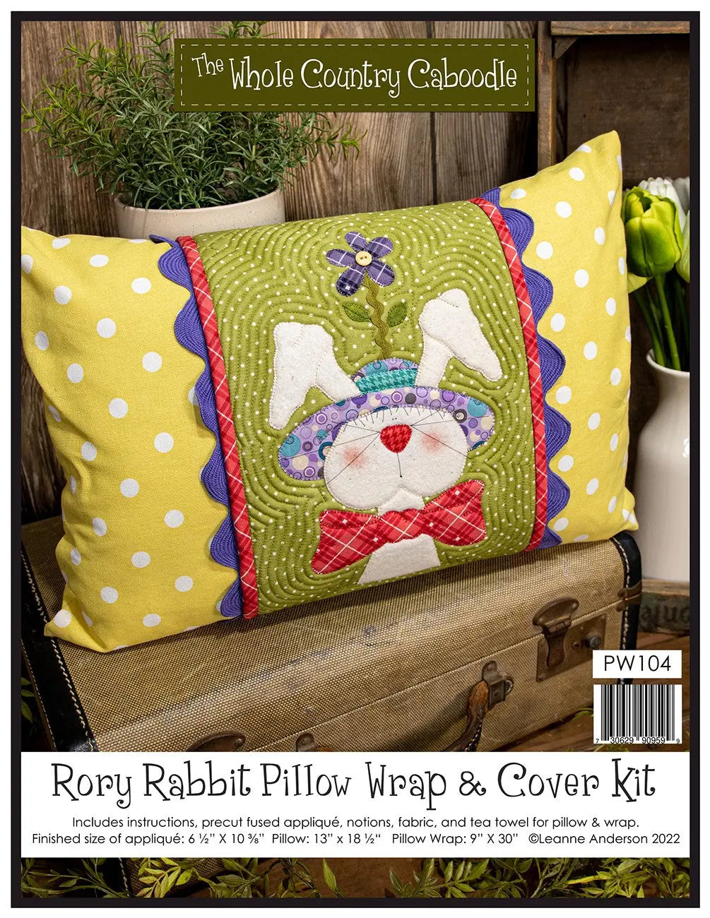 Rory Rabbit Pillow Wrap & Cover Kit - Linda's Electric Quilters