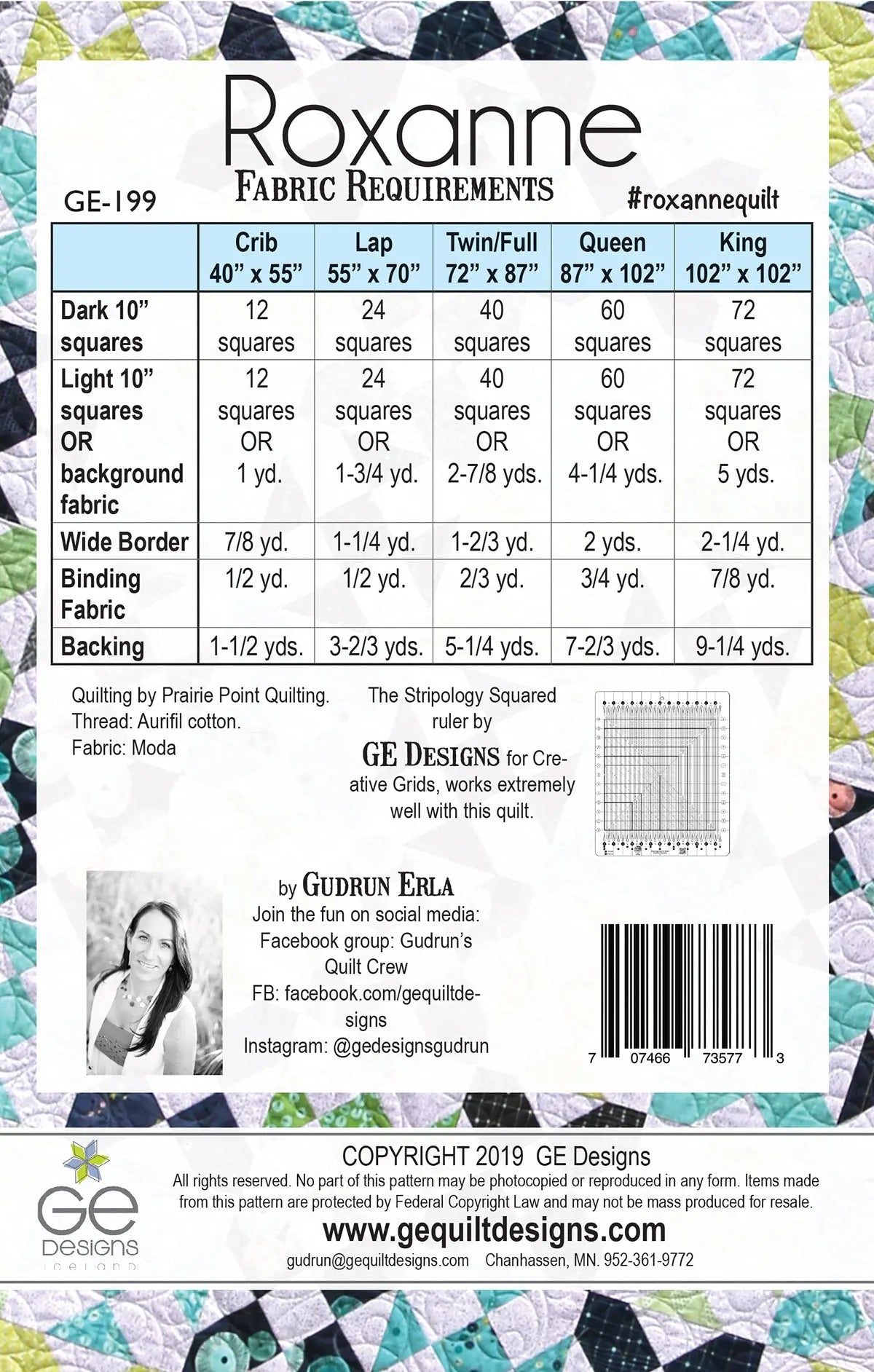 Roxanne - 10" Square Pattern 199 GE Designs