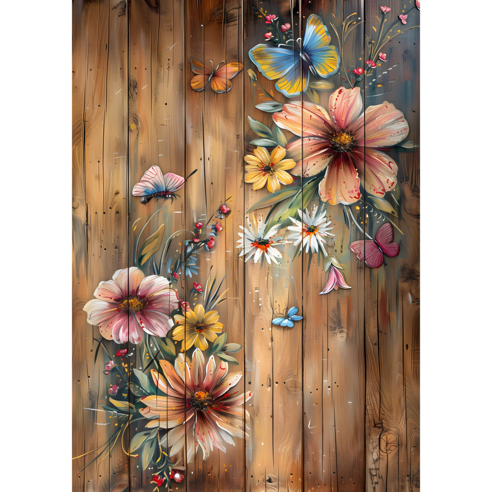 Rustic Butterfly Wall Art Fabric Panel 13 QuiltingFabricPanels