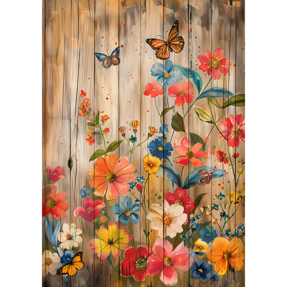 Rustic Butterfly Wall Art Fabric Panel 3 QuiltingFabricPanels