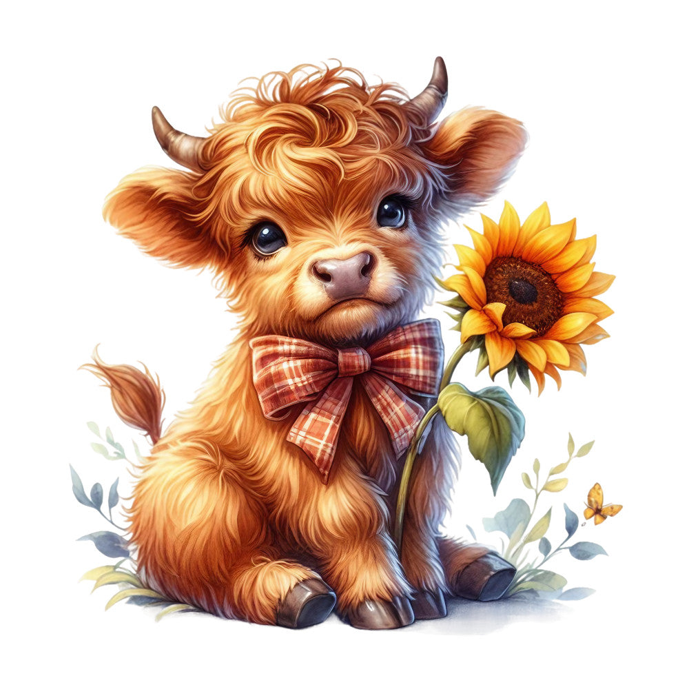 Rustic Sunflower Highland Cows Fabric Panel 8 QuiltingFabricPanels