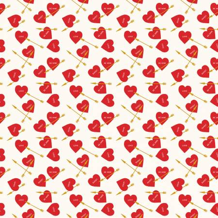 Riley Blake Sweetheart heart arrows sparkle Valentine quilting cotton fabric in Cream