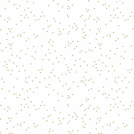 Riley Blake Blossoms On White metallic quilting cotton fabric in Gold Sparkle