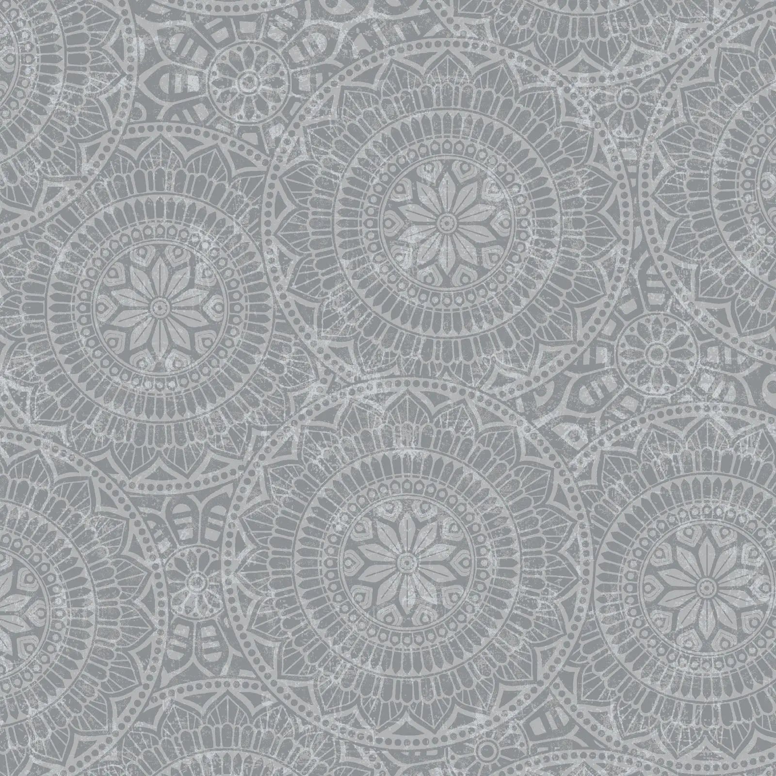 Grey Vespa Tossed Mandalas Cotton Wideback Fabric per yard EE Schenck Co