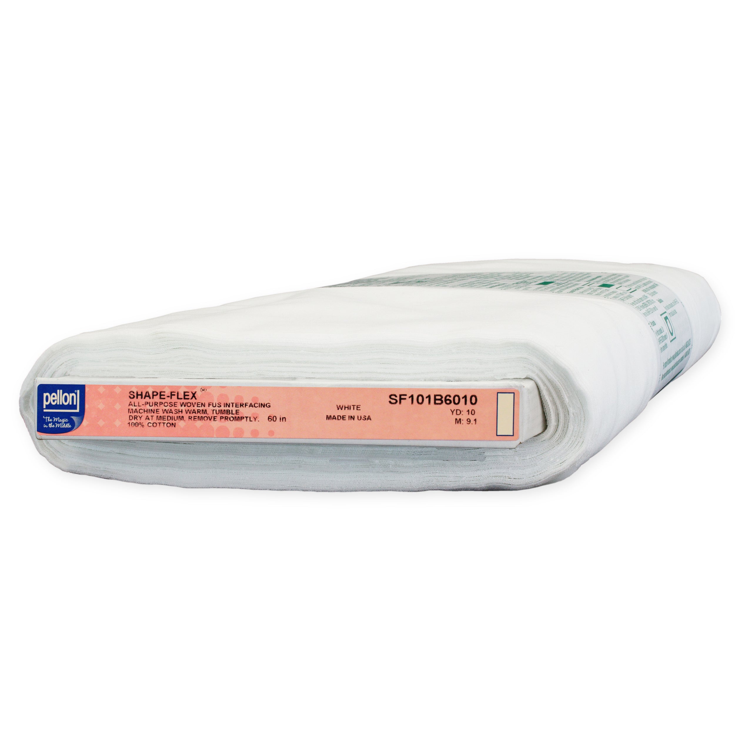Pellon® SF101 Shape-Flex® Cotton Woven Fusible Interfacing 60" x 10 yards Bolt. Color: White.