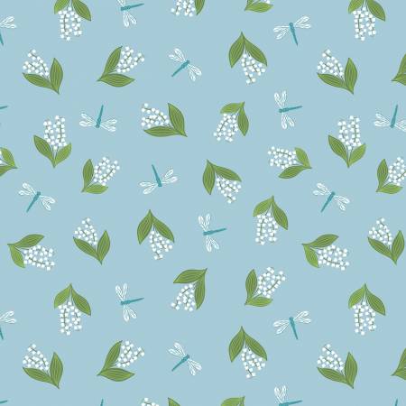 Lewis & Irene Small Things Dragonflies and Lily of the Valley quilting cotton