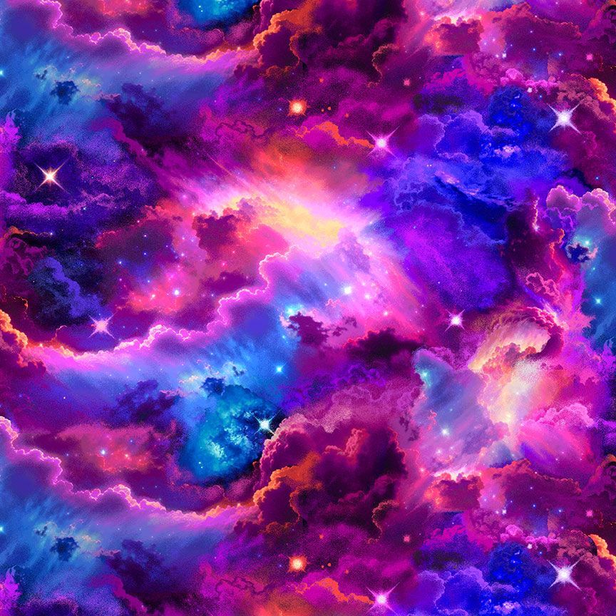 Multi-Color Galaxy Starburst Cotton 44"/45" Fabric Per Yard