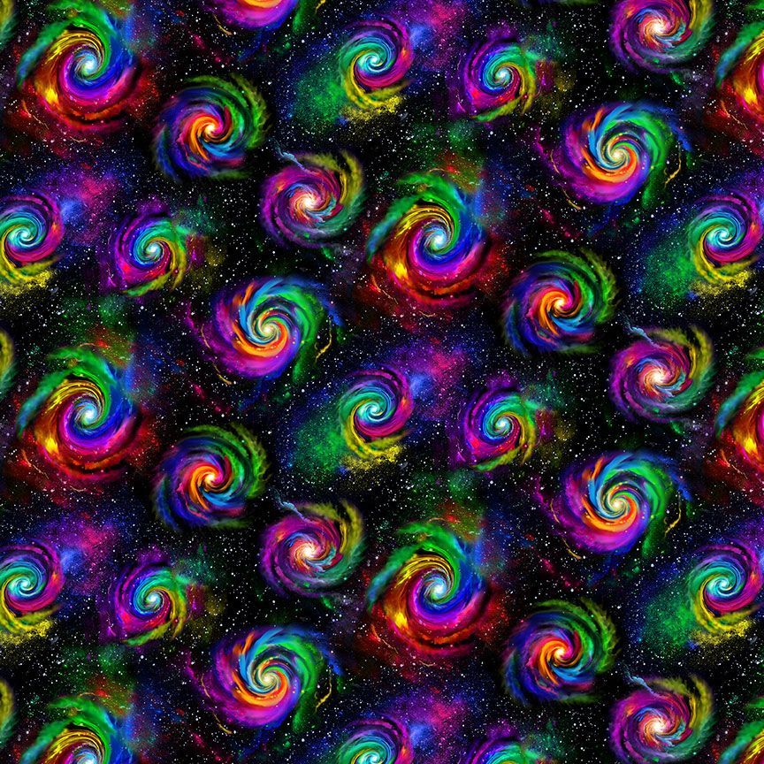 Black Galaxy Burst Cotton 44"/45" Fabric Per Yard