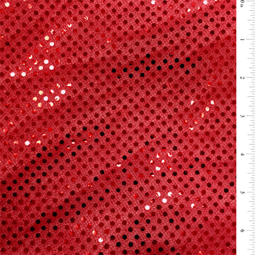 Red Sequin Knit Fabric - Reorderable