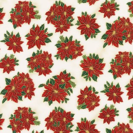 Robert Kaufman Holiday Charms poinsettia with metallic
