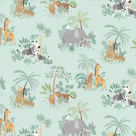 Dear Stella Grasslands Walk on the Wild Side quilting fabric in Mint