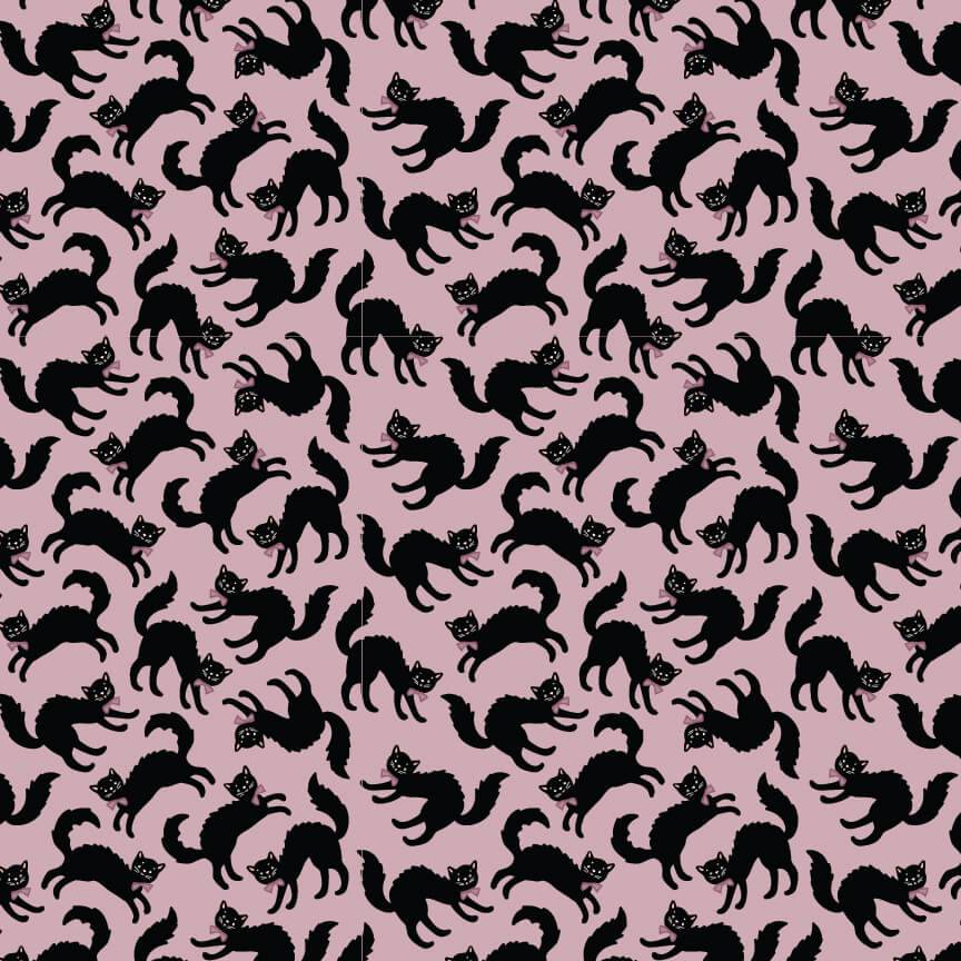Sweet Tooth - Scaredy Cat - Purple 44" / 45" Fabric Per Yard