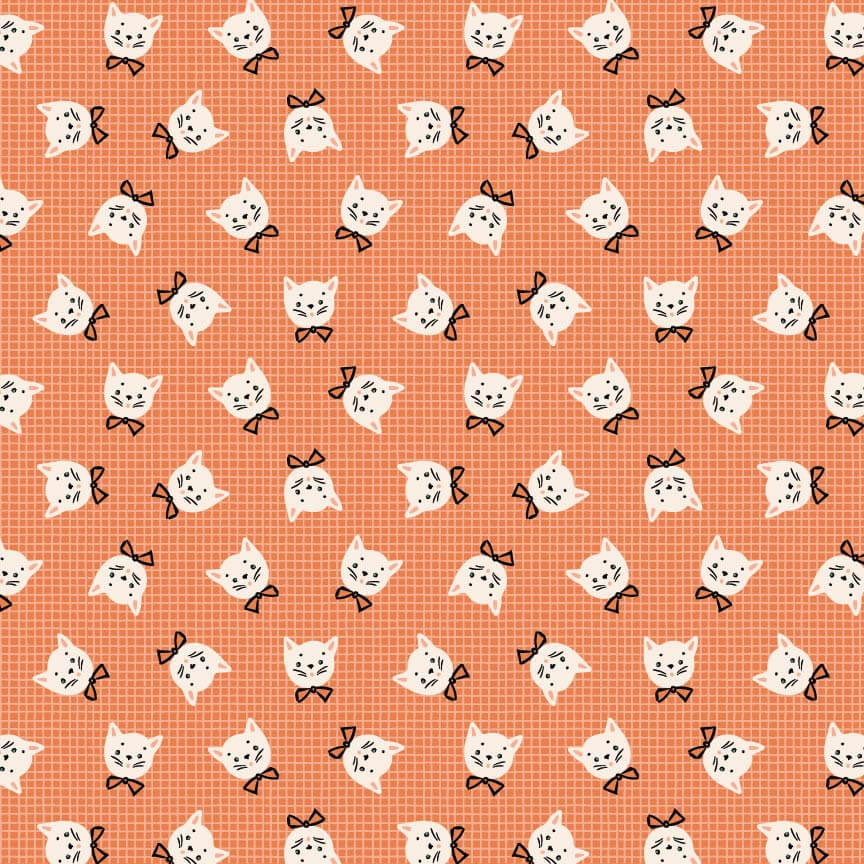 Sweet Tooth - Kitty Box - Orange 44" / 45" Fabric Per Yard