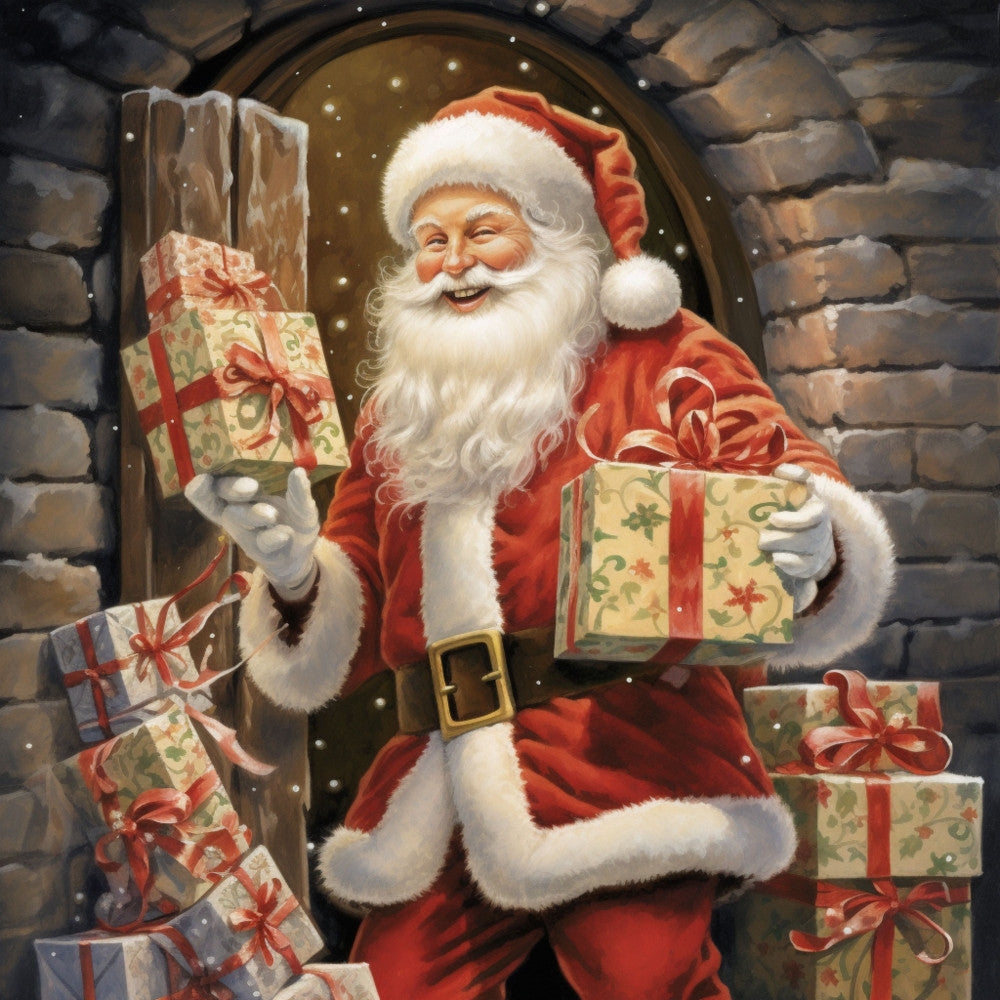 Santa Claus Christmas Scene Fabric Panel 13
