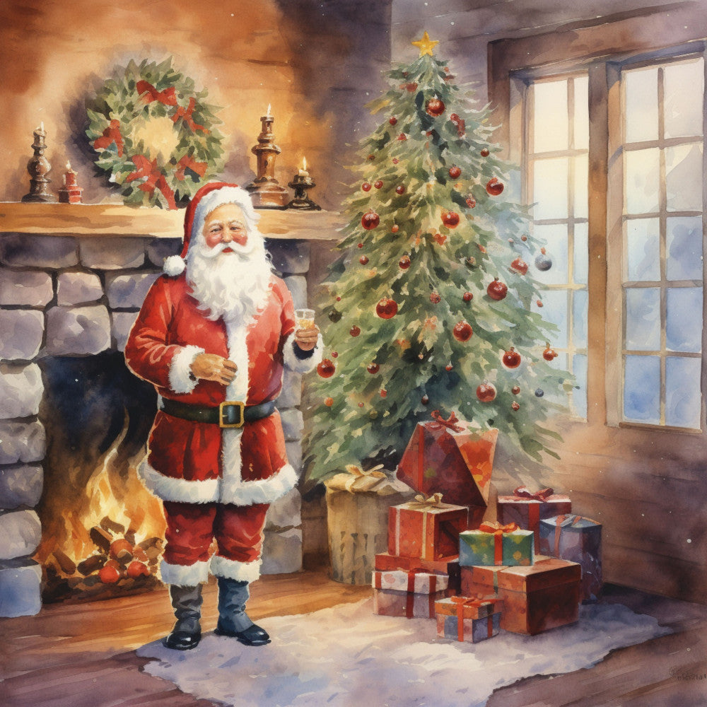 Santa Claus Christmas Scene Fabric Panel 18