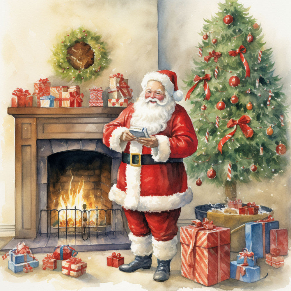 Santa Claus Christmas Scene Fabric Panel 21 QuiltingFabricPanels