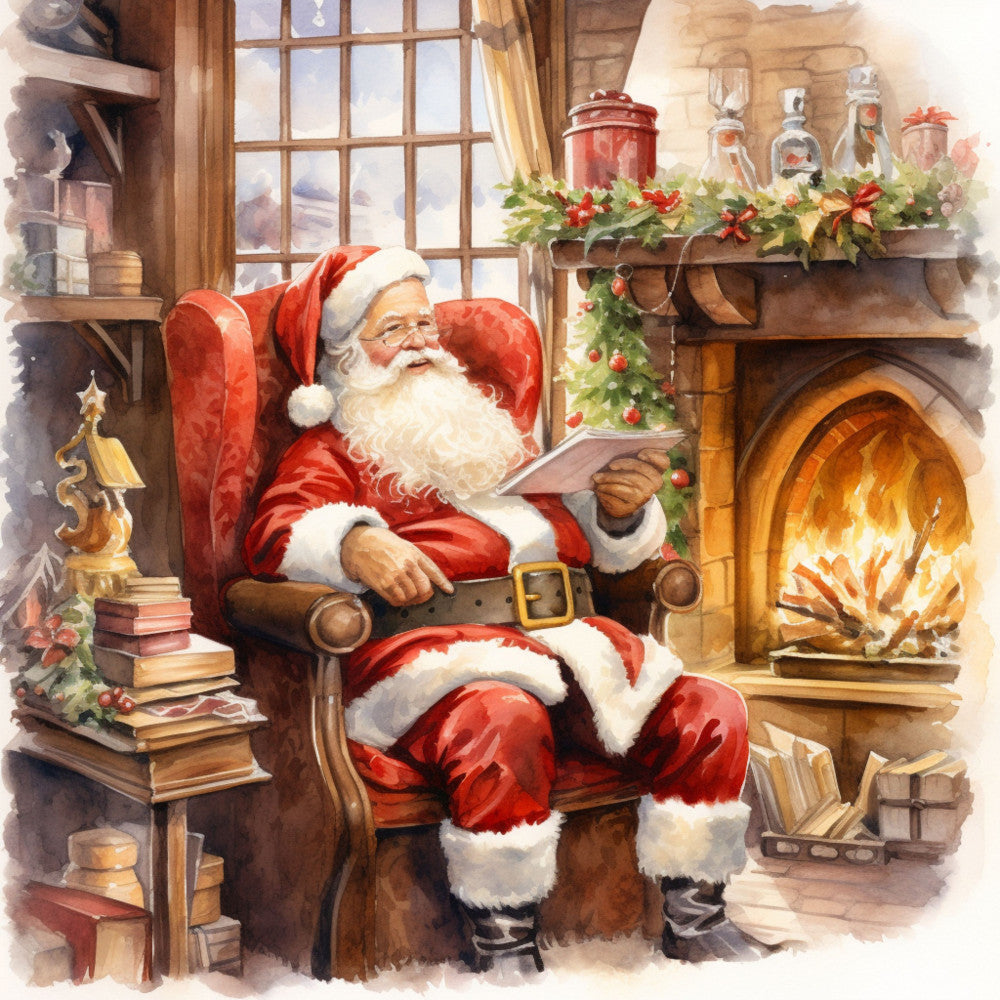 Santa Claus Christmas Scene Fabric Panel 23 QuiltingFabricPanels