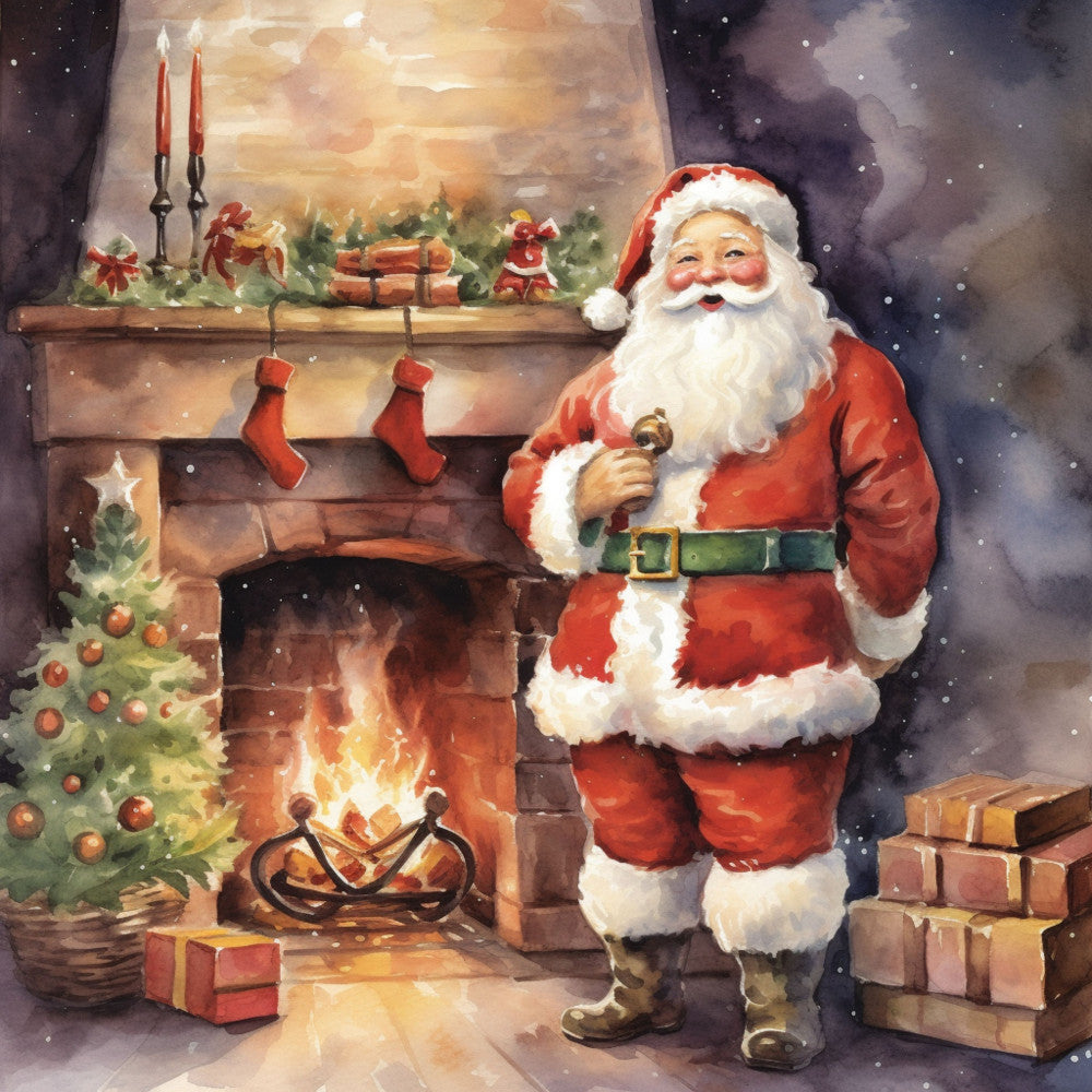 Santa Claus Christmas Scene Fabric Panel 29