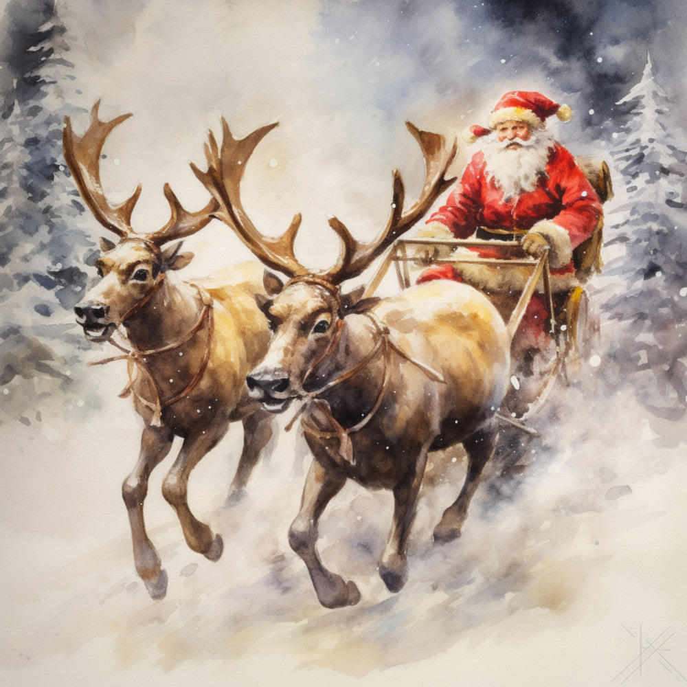Santa Claus Flying Fabric Panel 3 QuiltingFabricPanels