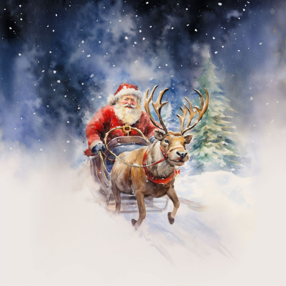 Santa Claus Flying Fabric Panel 4 QuiltingFabricPanels